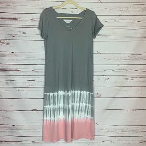 J.Jill Pure Jill Women’s XSP Extra Small Petite Gray Tie Dye Pockets Knit Dress